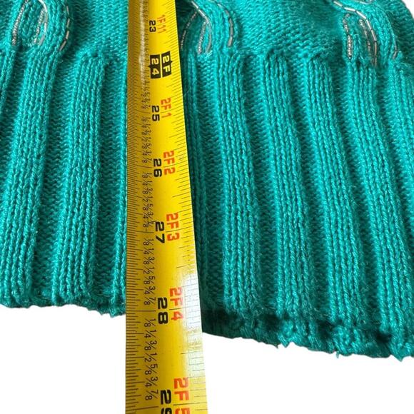 Bonnie Boerer 1988 Beaded Cable Knit Sweater – Teal, Size S/P - Picture 6 of 7